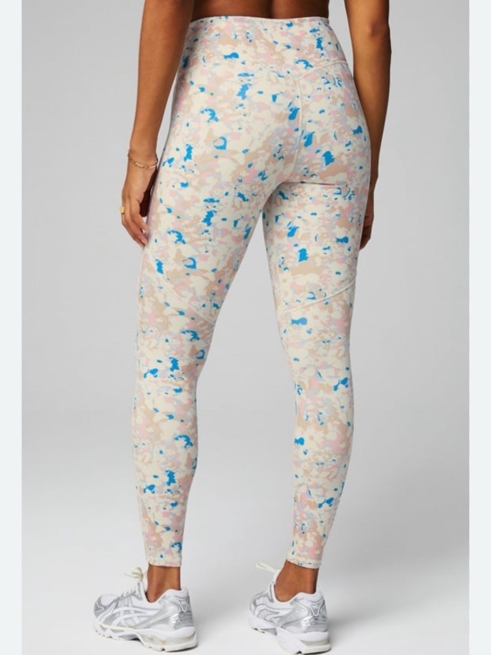 Fabletics medium Motion365+ Floral Splatter Leggings - Pink, Blue & Cream